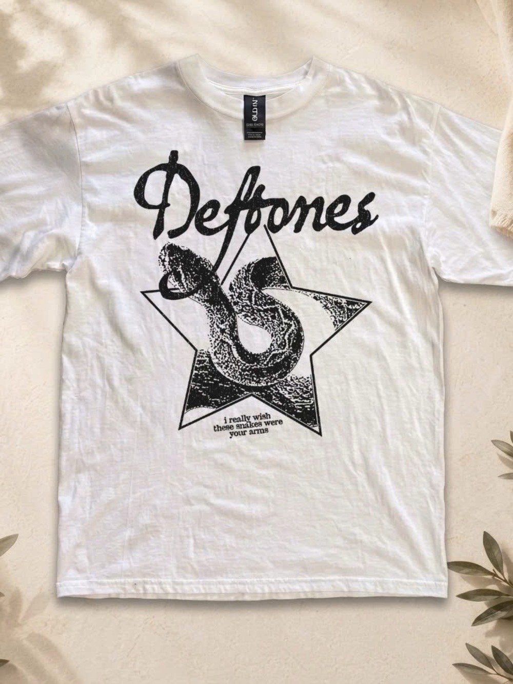 Deftones Snake Star Band Graphic Tee White T-shirt
